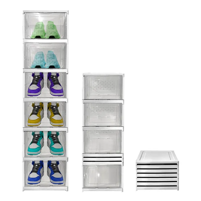 OrdiCasa™ | Scarpiera Salvaspazio Pieghevole 6 Ripiani con Sportelli e Ventilazione